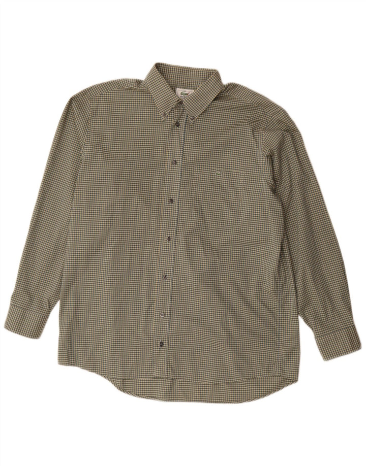 Camicia da uomo Lacoste taglia 42 grande cotone a quadretti kaki