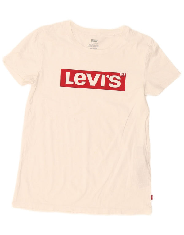 Levi's Womens Graphic T-Shirt Top UK 2 2XS White Cotton