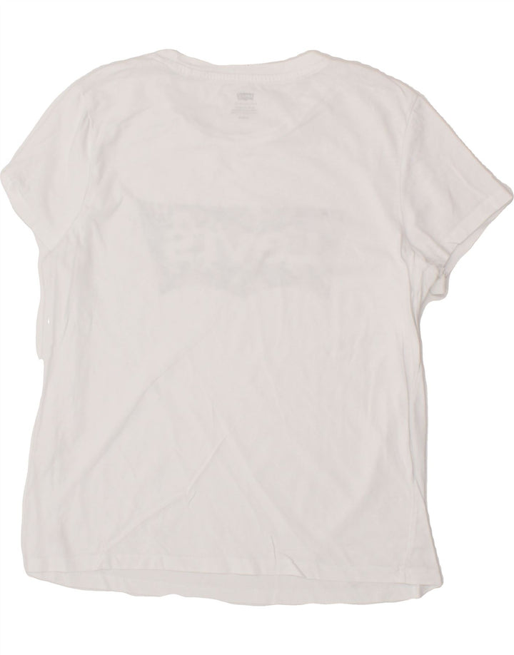 LEVI'S Womens Graphic T-Shirt Top UK 14 Medium White Floral Vintage Levi's and Second-Hand Levi's from Messina Hembry 