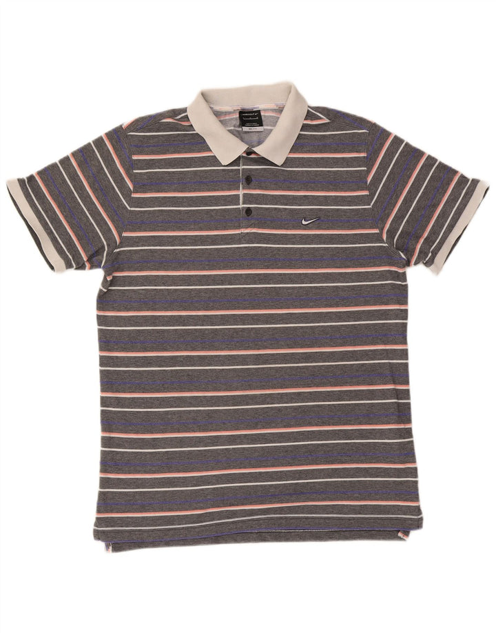 Polo Nike da uomo Dri Fit grande in cotone a righe grigie