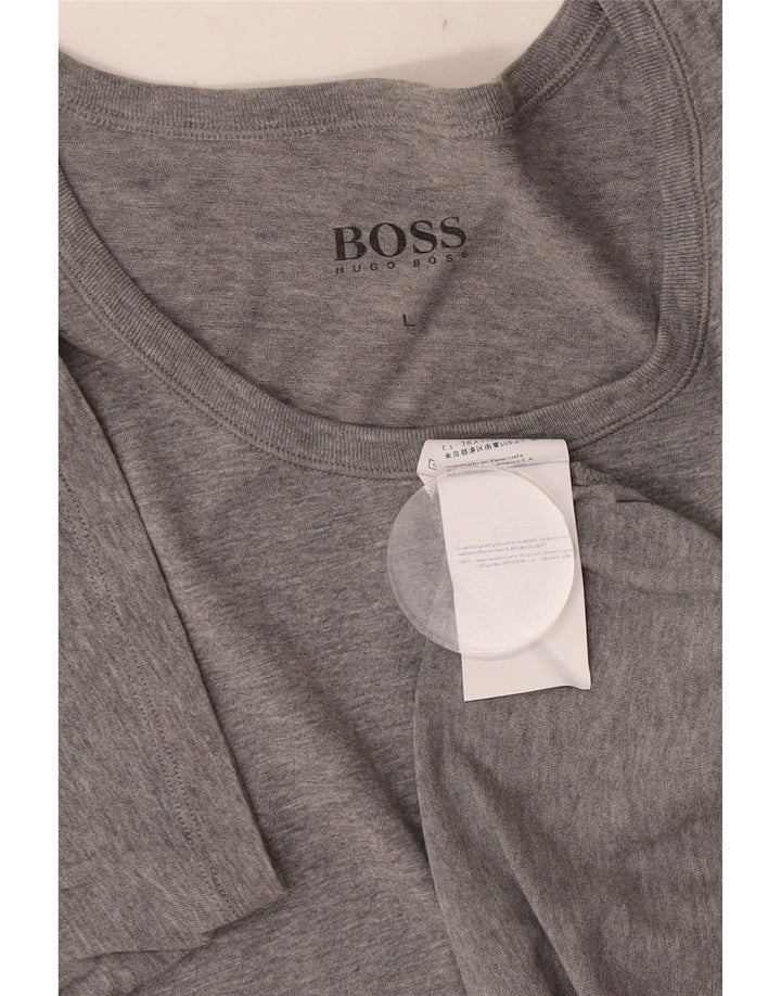 T-shirt da uomo Hugo Boss Top grande in cotone chiazzato grigio