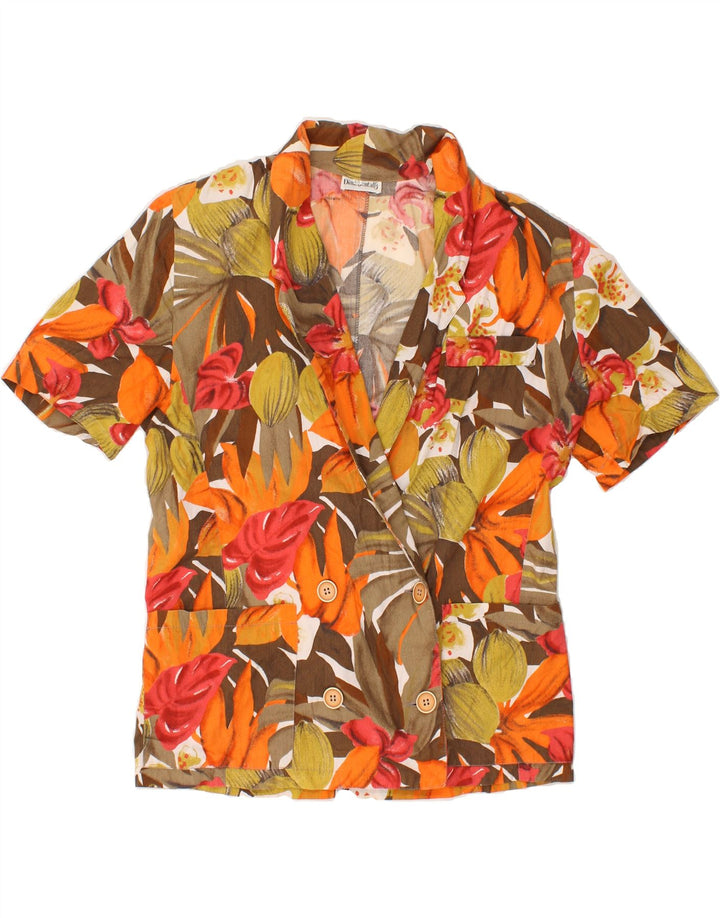 DIANA BENTALLS Womens Double Breasted Blazer Jacket IT 48 XL Brown Floral Vintage Diana Bentalls and Second-Hand Diana Bentalls from Messina Hembry 