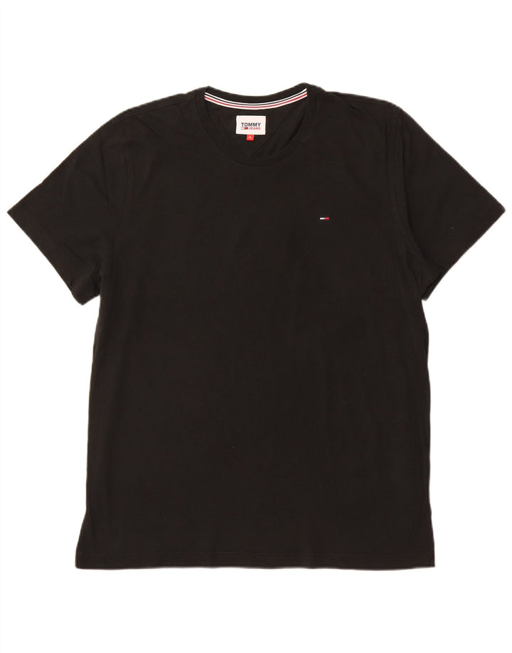 TOMMY HILFIGER T-shirt da uomo Top XL in cotone nero