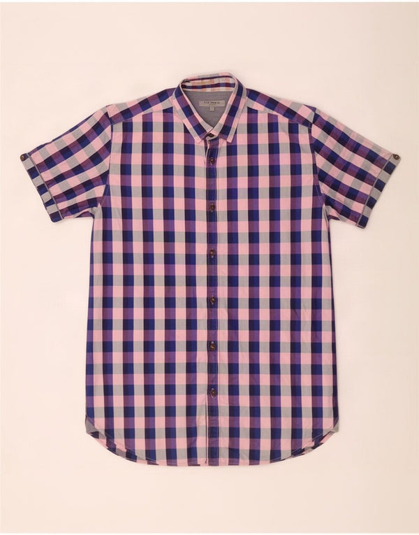 Ted Baker Camicia a maniche corte da uomo taglia 3 cotone a quadri multicolore medio