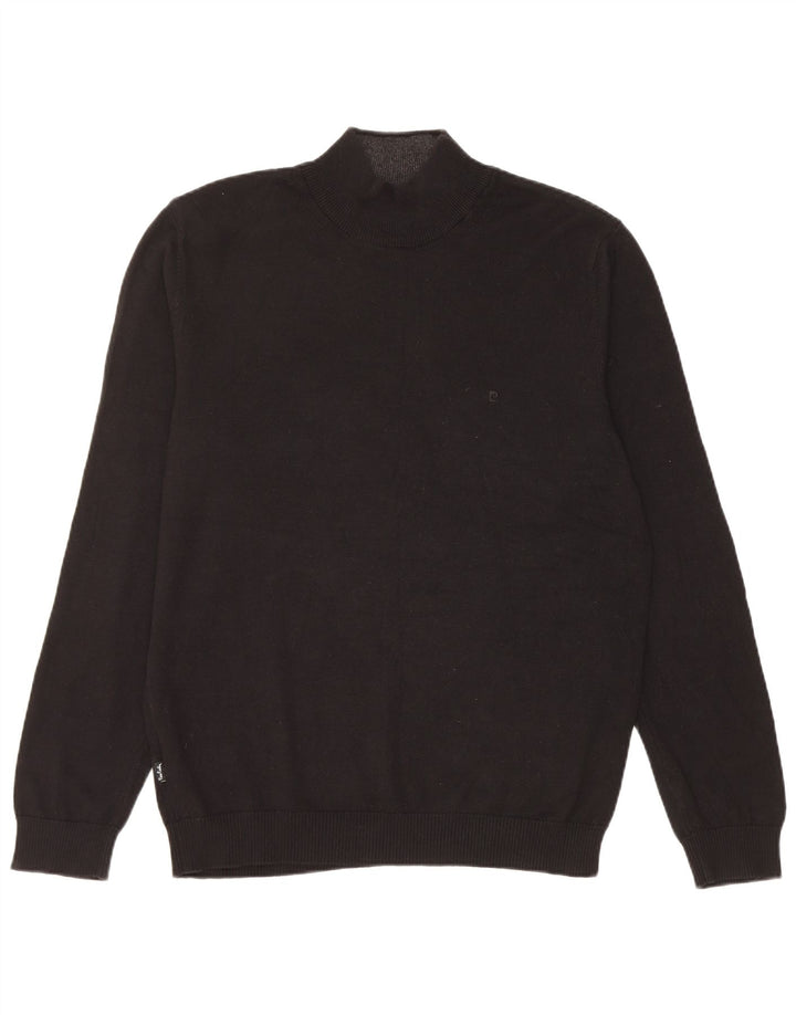 PIERRE CARDIN Maglione da uomo con collo alto e maglione grande in cotone nero