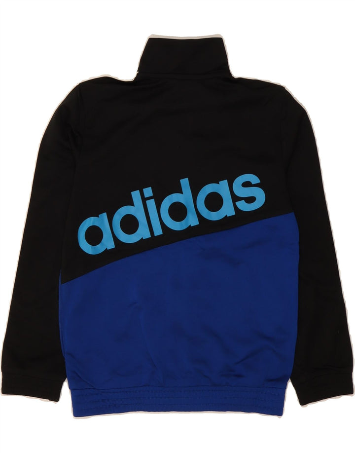 ADIDAS Boys Graphic Tracksuit Top Jacket 7-8 Years Black Colourblock Vintage Adidas and Second-Hand Adidas from Messina Hembry 