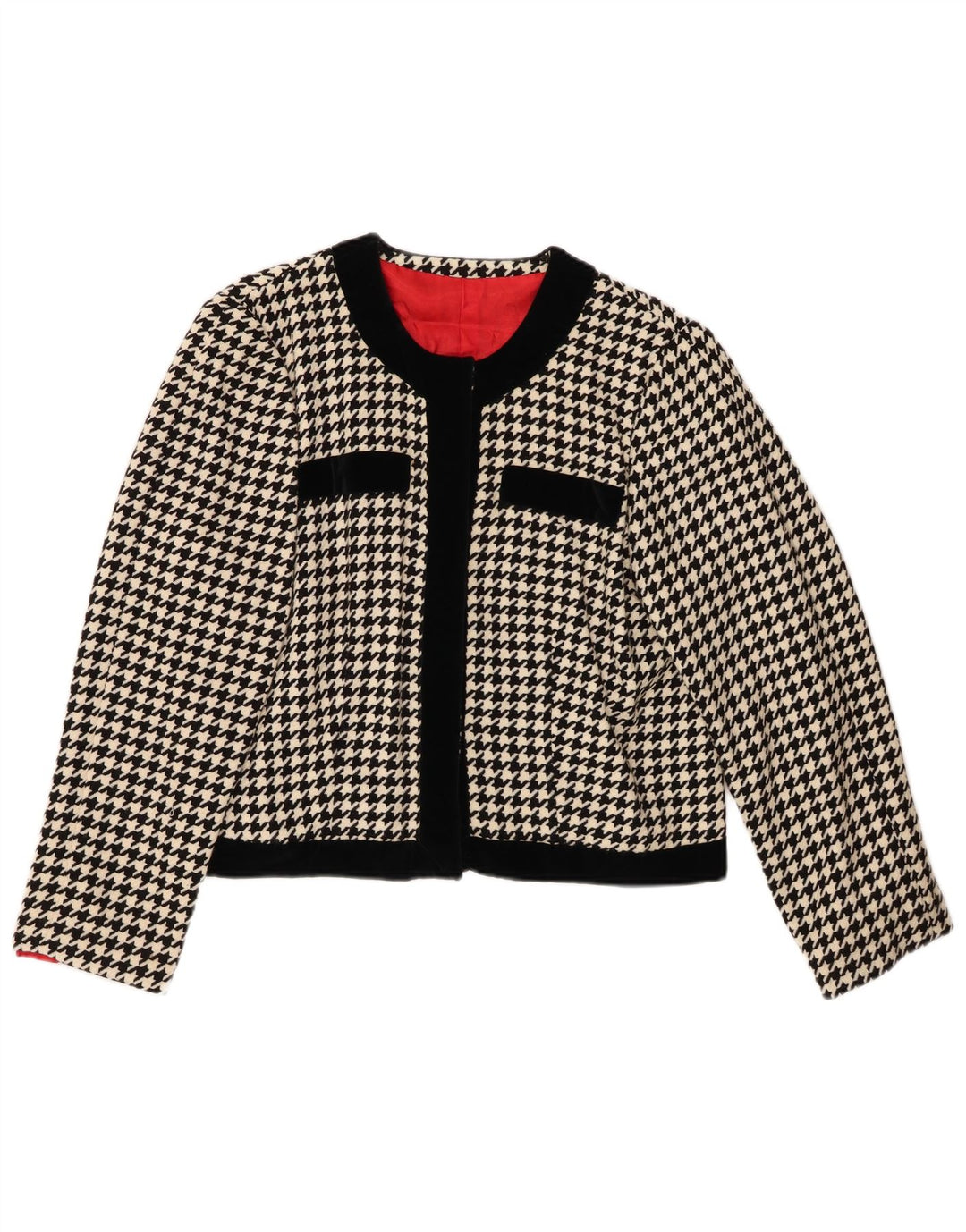 Giacca Bolero da donna VINTAGE UK 12 medio nero pied de poule
