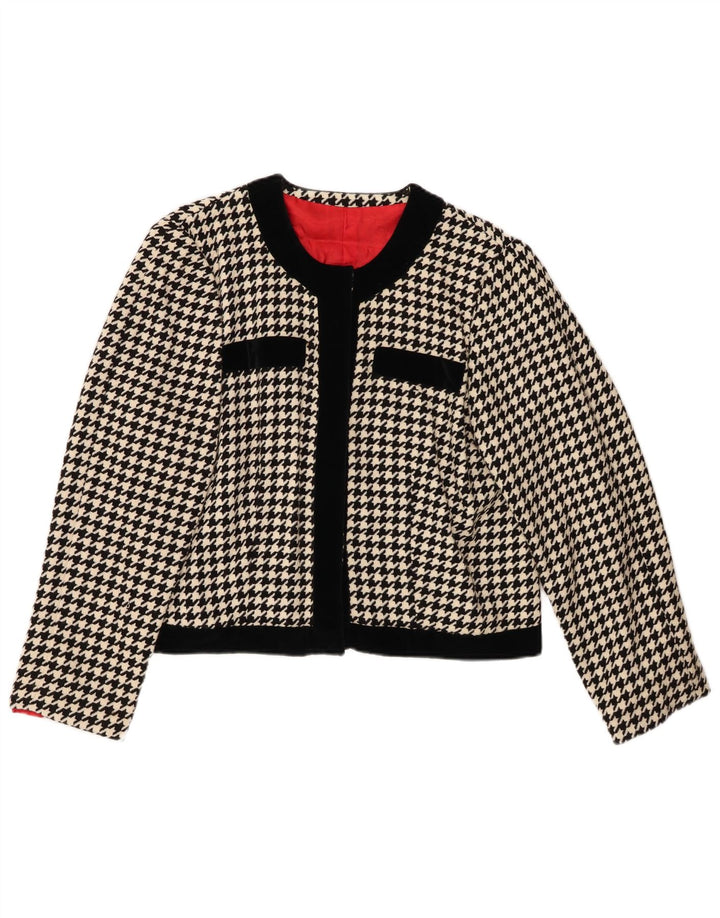 Giacca Bolero da donna VINTAGE UK 12 medio nero pied de poule