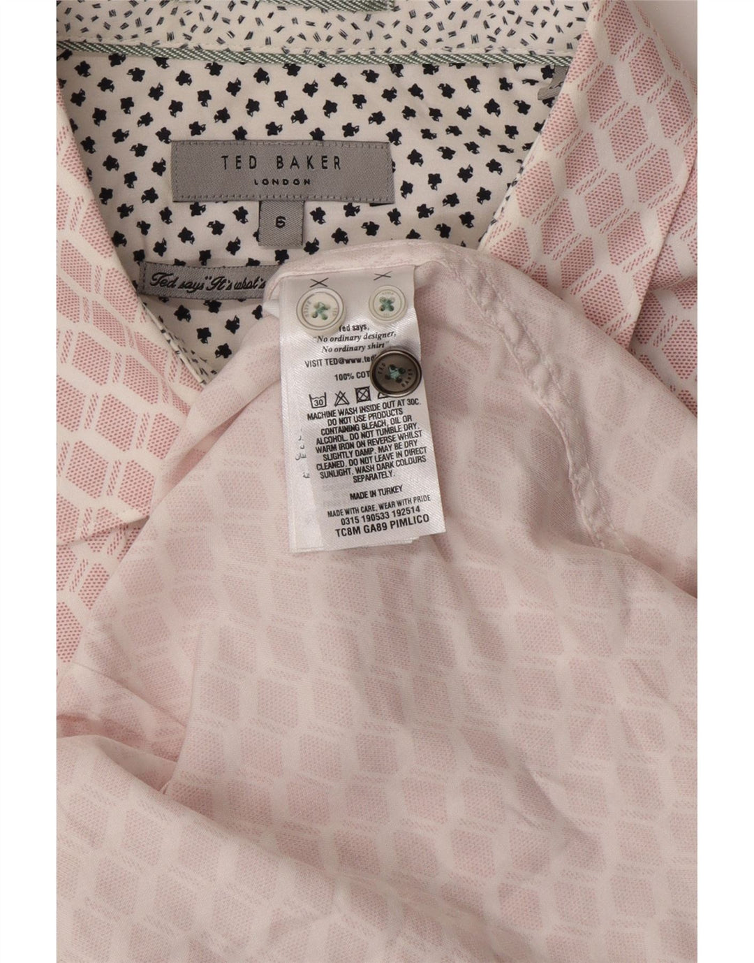 Camicia da uomo TED BAKER taglia 6 2XL cotone geometrico rosa