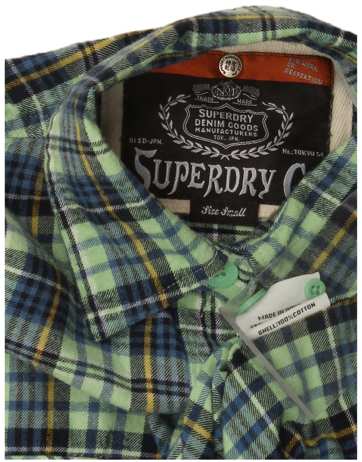 Camicia in flanella da donna SUPERDRY UK 10 piccolo cotone a quadri turchesi