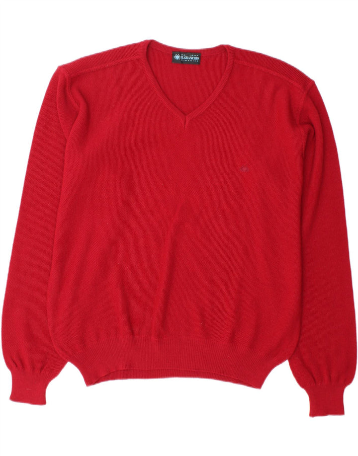 IL GRANCHIO Maglione Uomo Scollo a V Grande Lana Rossa