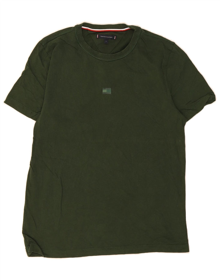 TOMMY HILFIGER Mens T-Shirt Top Large Green Cotton Vintage Tommy Hilfiger and Second-Hand Tommy Hilfiger from Messina Hembry 