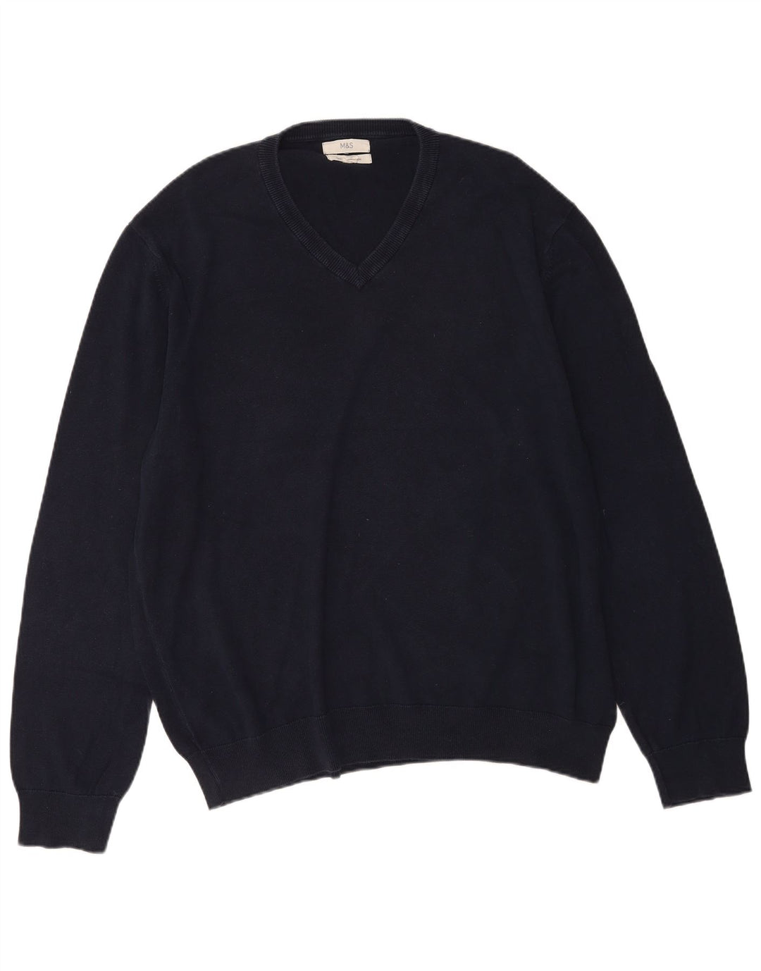 Maglione maglione con scollo a V da uomo Marks & Spencer 2XL cotone blu navy