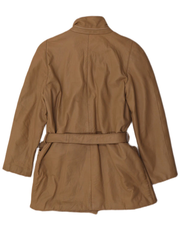 Cappotto in pelle vintage da donna UK 12 Beige medio