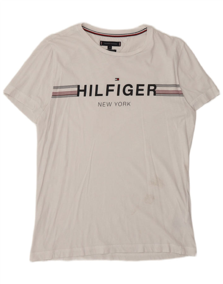 T-shirt grafica da uomo Tommy Hilfiger Top in cotone bianco medio