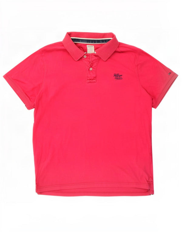 Polo da uomo Tommy Hilfiger 2XL cotone rosa