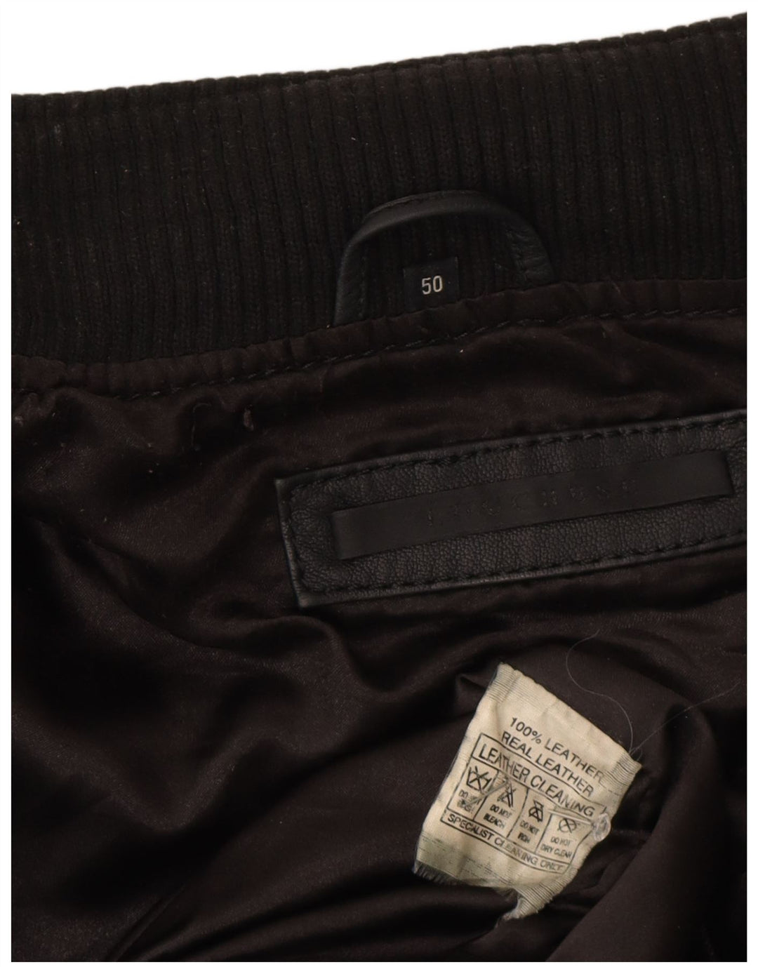 Giacca bomber in pelle da uomo vintage IT 50 grande in pelle nera