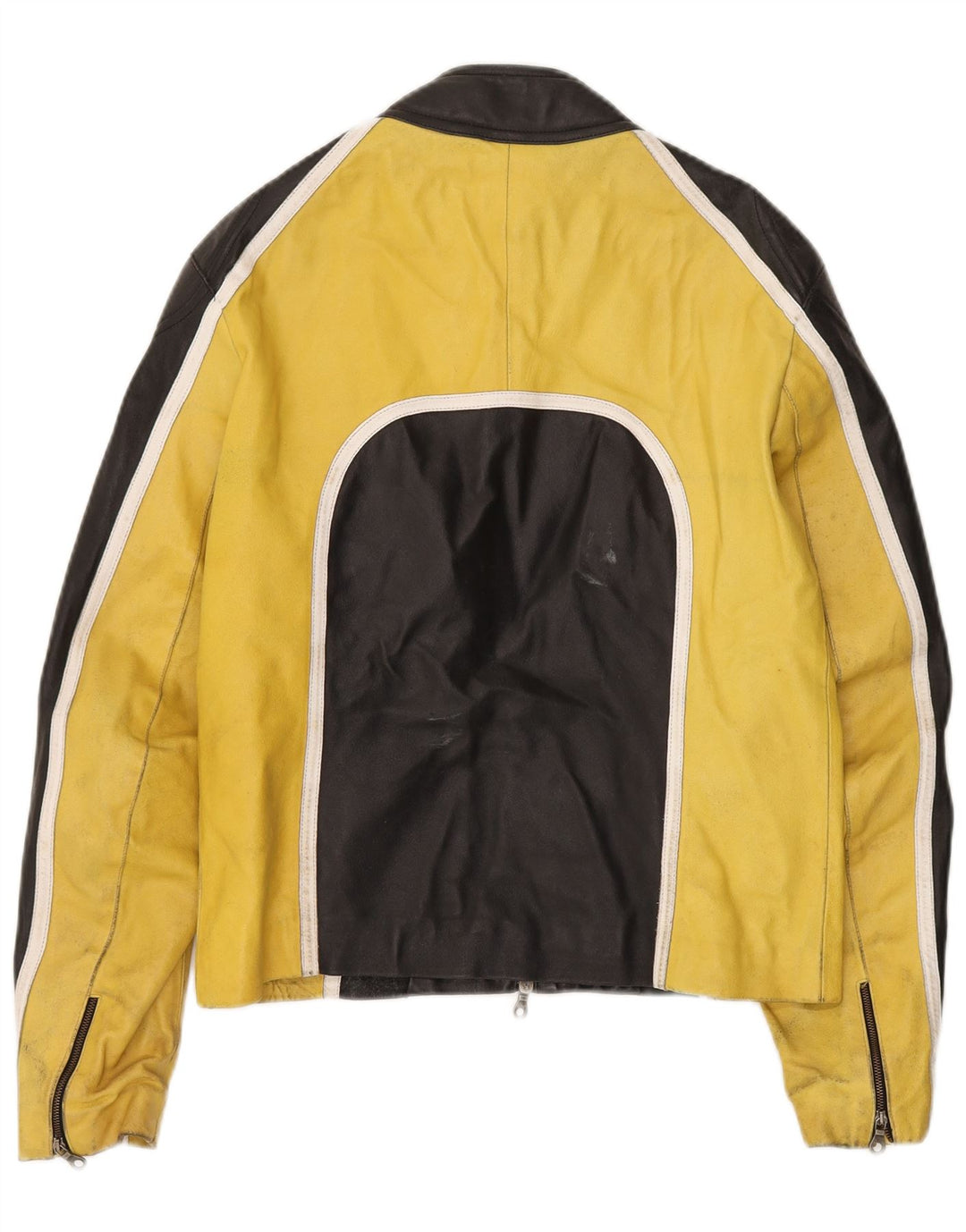 Giacca da pilota in pelle da uomo VINTAGE IT 48 Pelle color block media nera