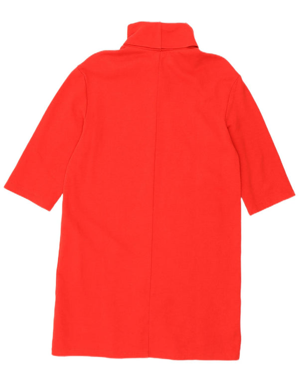 Abito maglione Zara da donna con collo alto e maniche a 3/4 UK 10 piccolo in cotone rosso