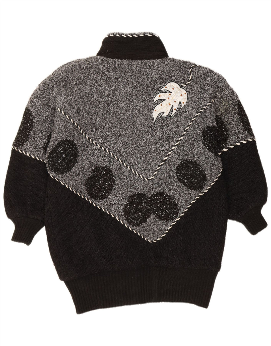 Maglione cardigan da donna VINTAGE UK 22 3XL Blocco colore nero