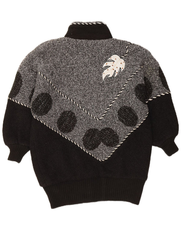 Maglione cardigan da donna VINTAGE UK 22 3XL Blocco colore nero