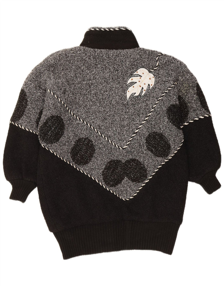 Maglione cardigan da donna VINTAGE UK 22 3XL Blocco colore nero