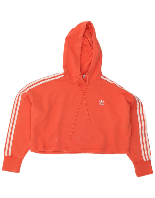 Maglione con cappuccio oversize corto da donna Adidas UK 8 piccolo cotone arancione