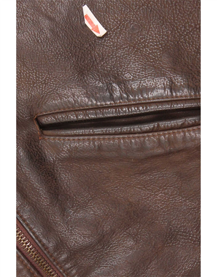 Giacca in pelle vintage da uomo UK 36 piccola marrone