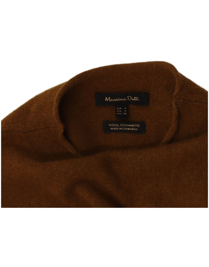 Massimo Dutti Maglione da donna con collo alto e maglione UK 10 piccolo in lana marrone