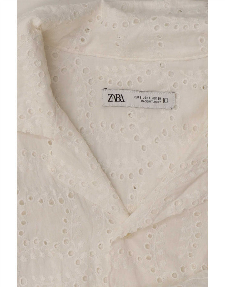 Camicia Zara da uomo a maniche corte trasparente piccola bianca
