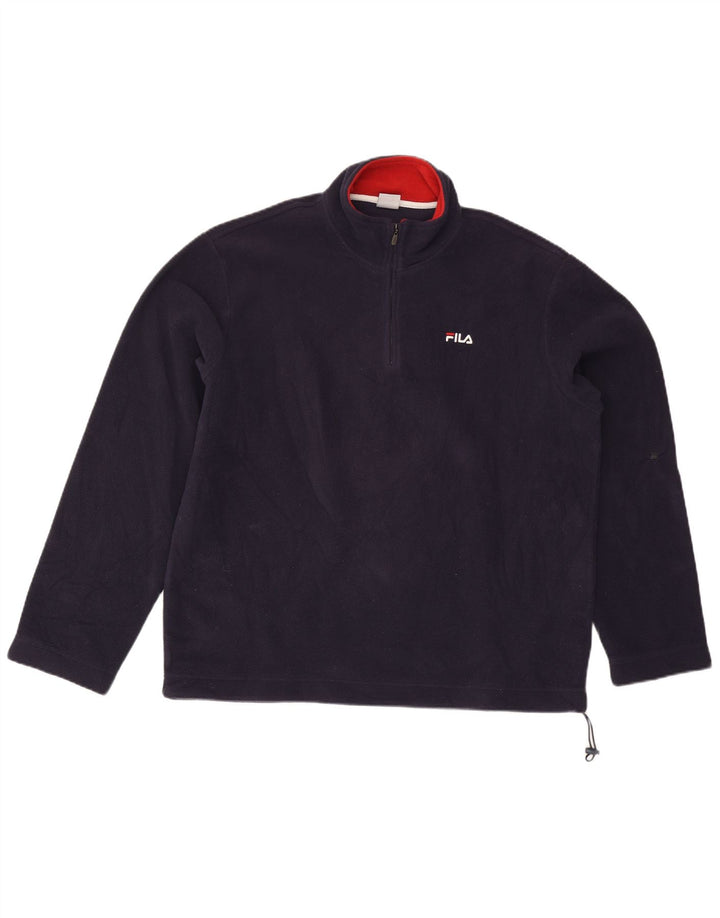 Maglione in pile da uomo Fila con zip e collo XL in poliestere blu navy