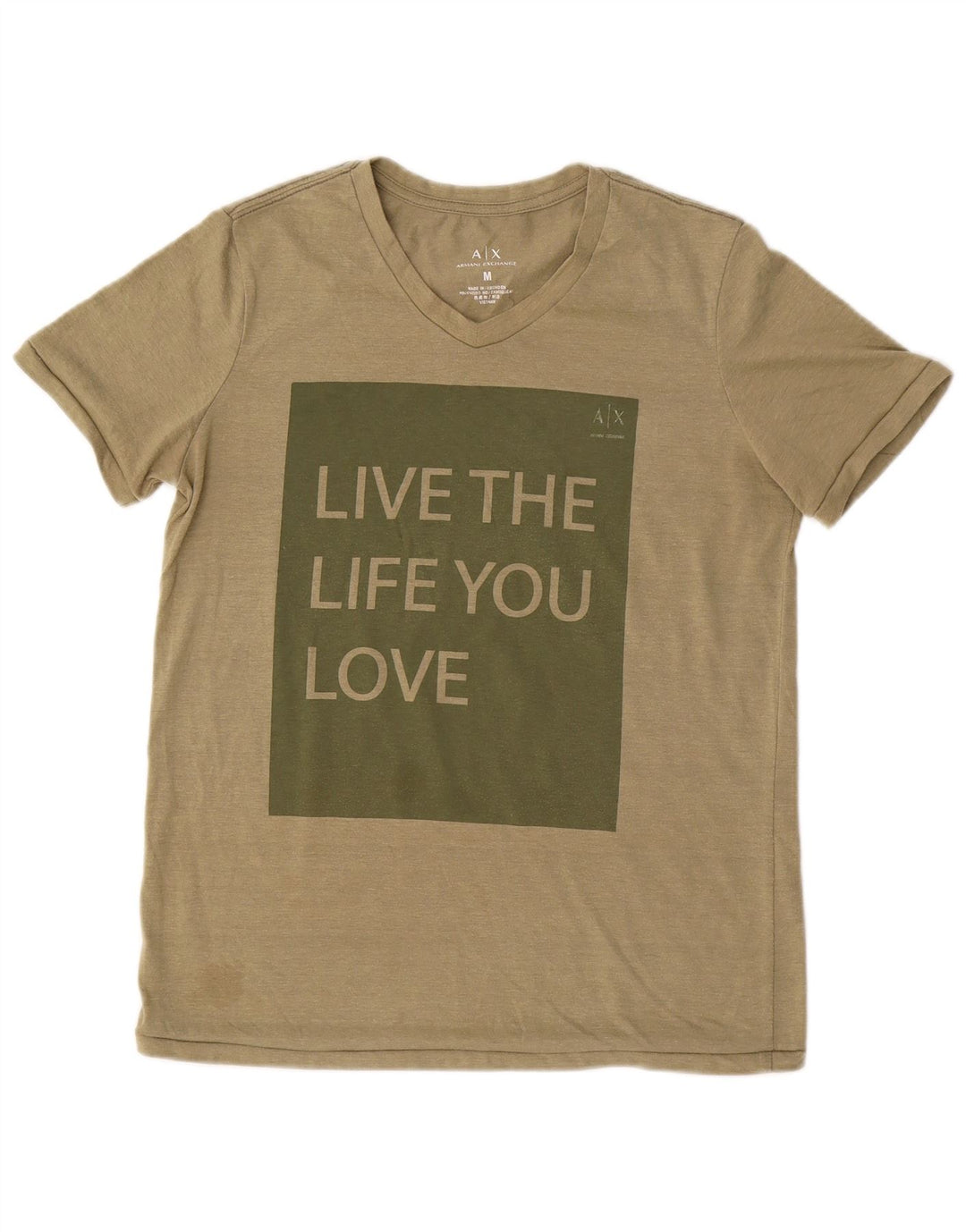 T-shirt grafica da uomo Armani Exchange Top in cotone kaki medio