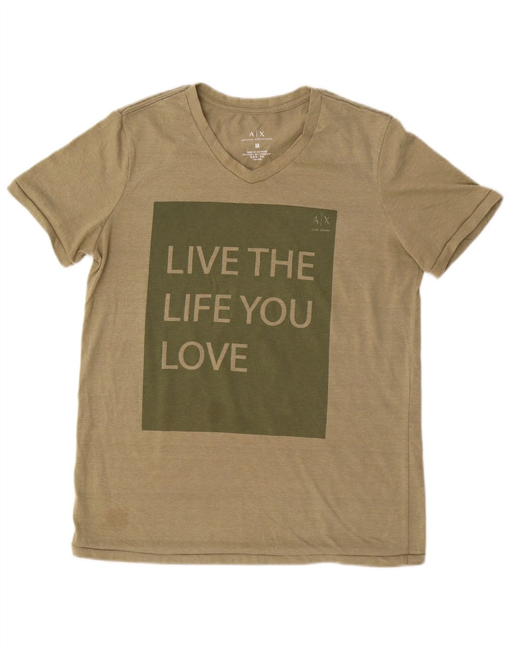 T-shirt grafica da uomo Armani Exchange Top in cotone kaki medio