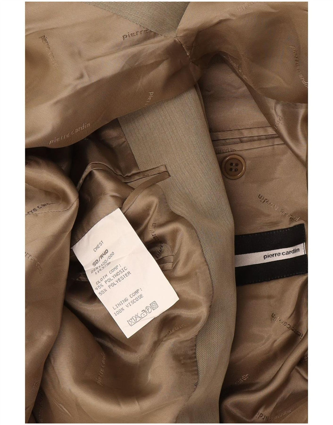 Giacca blazer da uomo a 3 bottoni Pierre Cardin EU 50 Large Beige Poliestere