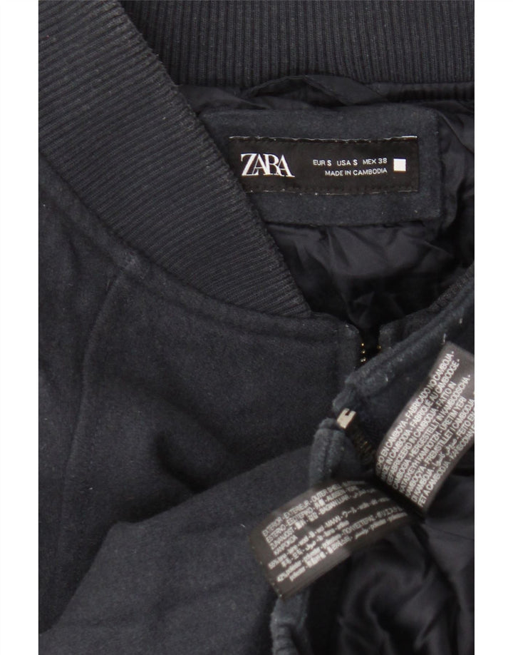 Giubbotto bomber da uomo vestibilità ampia Zara UK 36 piccolo in lana blu navy