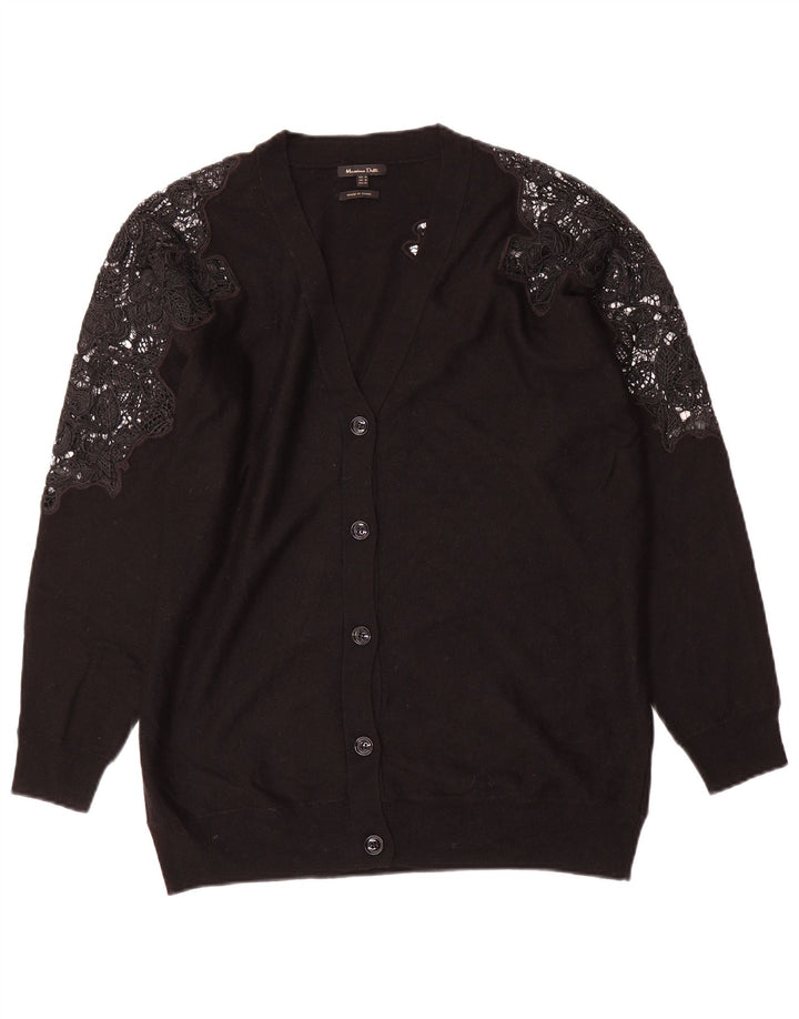 Massimo Dutti Maglione cardigan oversize da donna UK 14 Medio Nero floreale