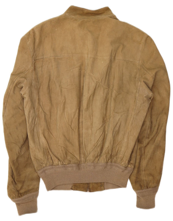 Giubbotto bomber in pelle scamosciata da uomo VINTAGE UK 38 Pelle beige media