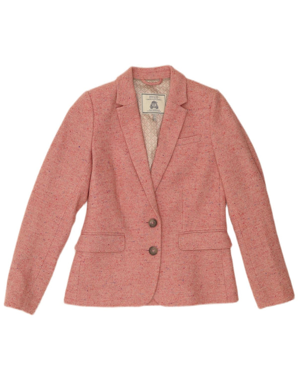 Giacca blazer da donna a 2 bottoni Joules UK 8 piccola lana screziata rosa