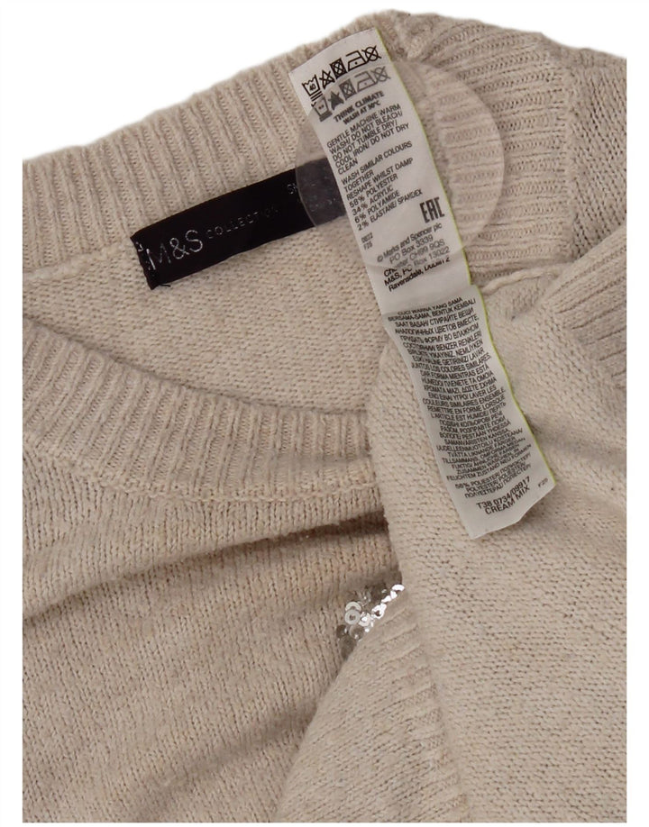 Maglione maglione girocollo corto da donna Marks & Spencer UK 10 piccolo Beige
