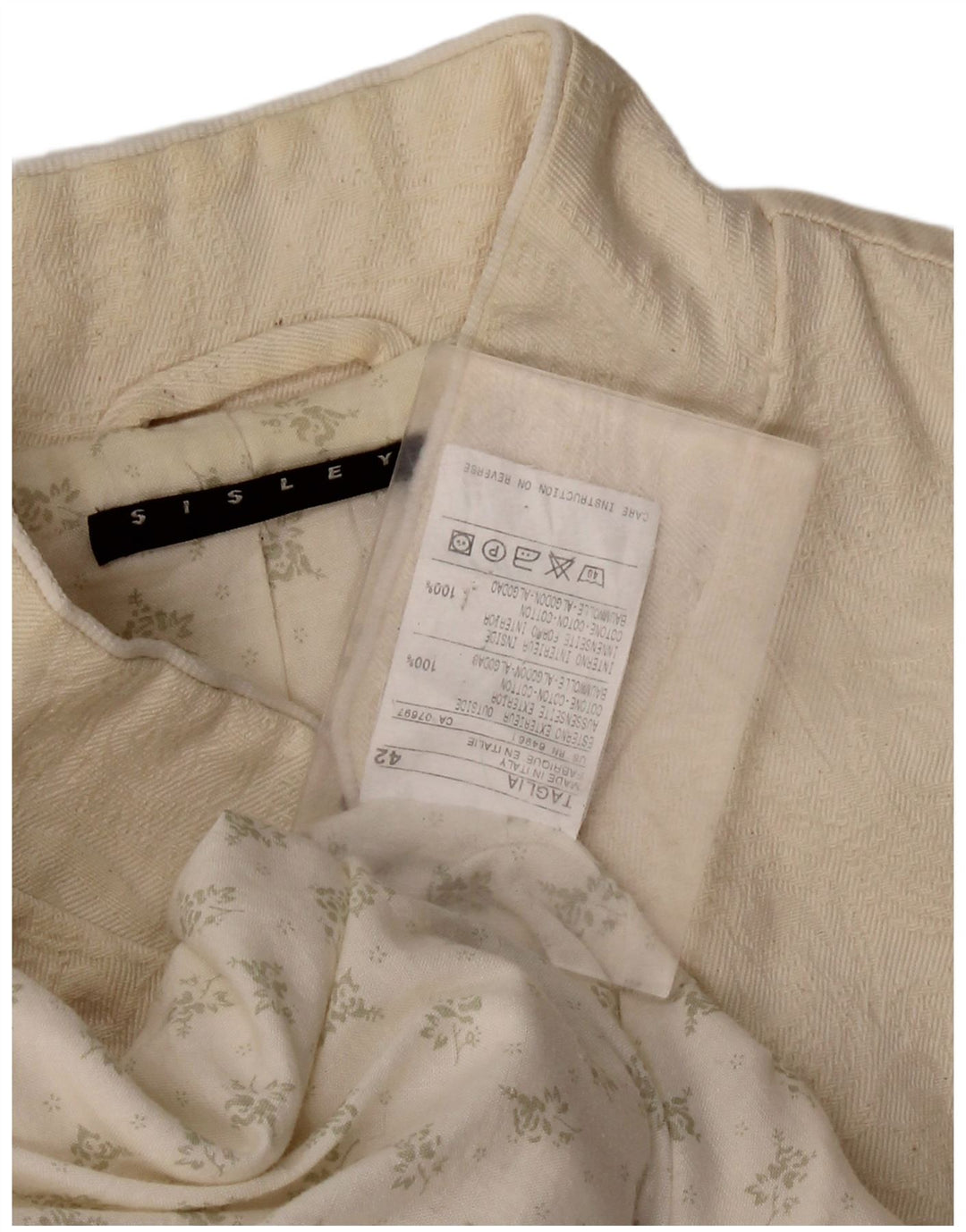 Soprabito da donna SISLEY IT 42 cotone bianco sporco medio