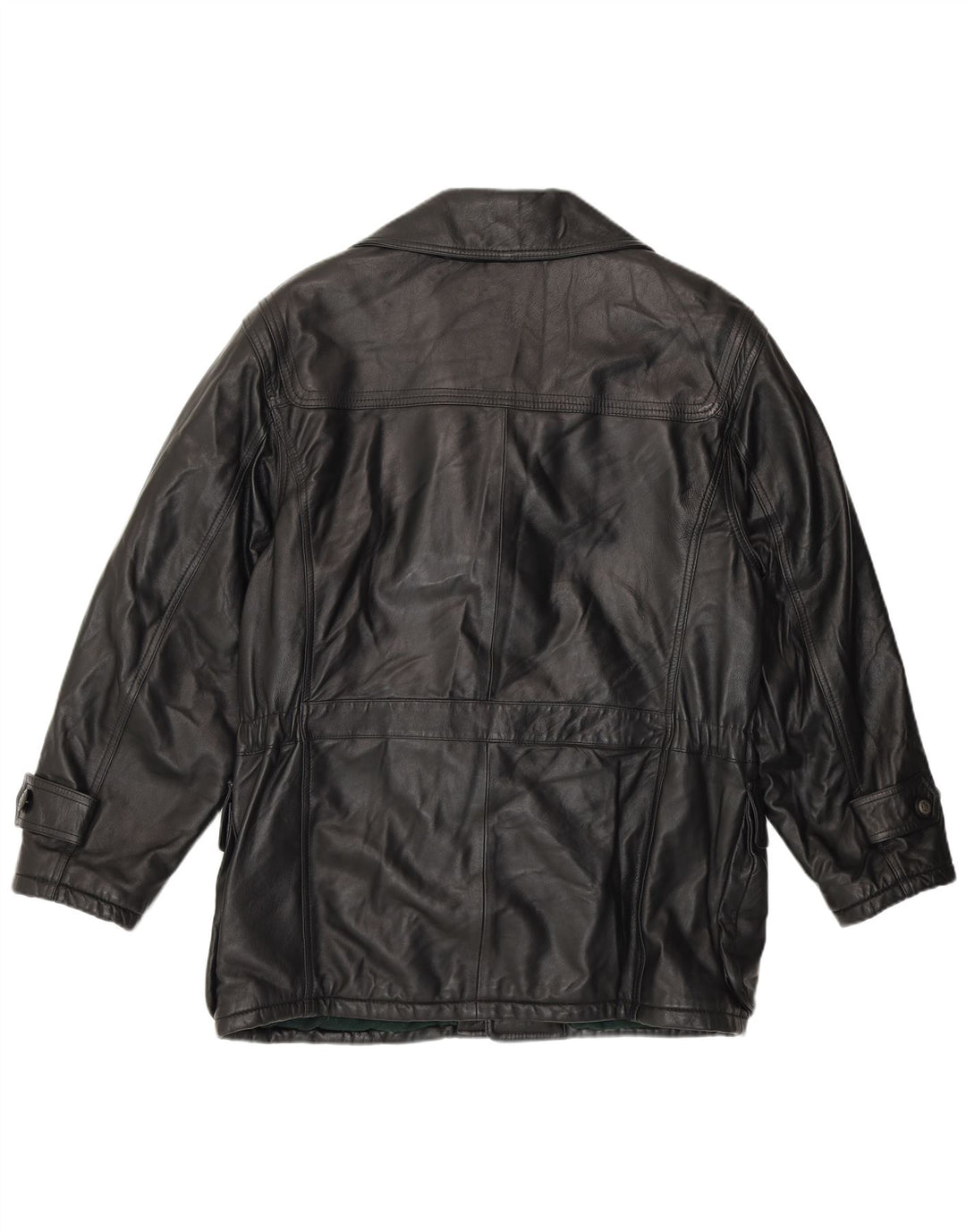 VINTAGE Mens Leather Jacket IT 48 Medium Black Leather