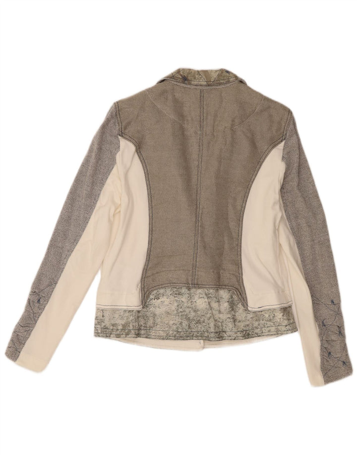 Giacca blazer a 3 bottoni da donna Elisa Cavaletti UK 12 Colorblock grigio medio