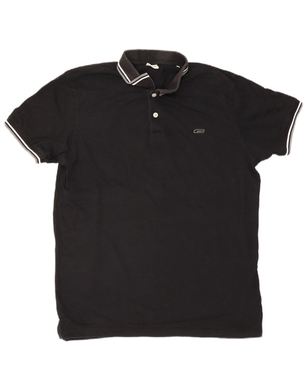 Polo da uomo Jack & Jones 2XL cotone a righe nere