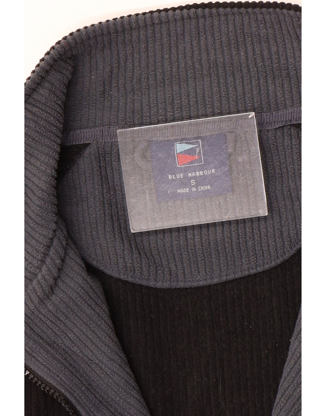 Maglione in pile Marks & Spencer da uomo blu Harbour con zip e collo piccolo nero