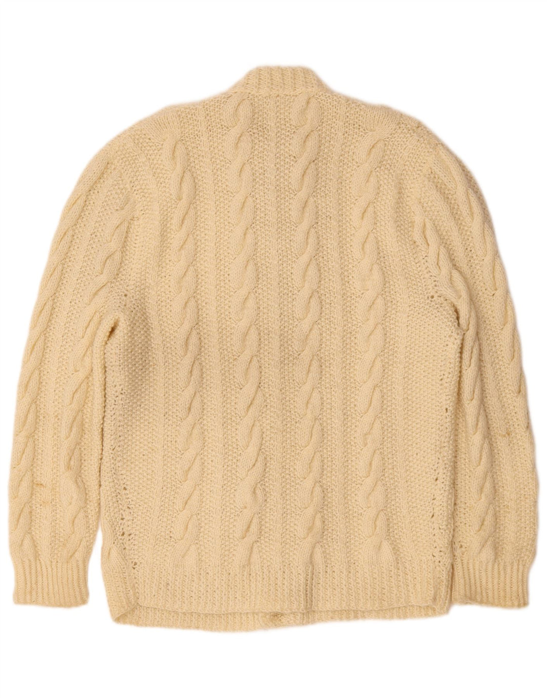 Maglione cardigan vintage da uomo piccolo bianco sporco