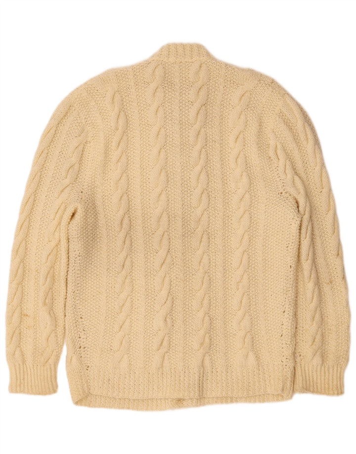 Maglione cardigan vintage da uomo piccolo bianco sporco