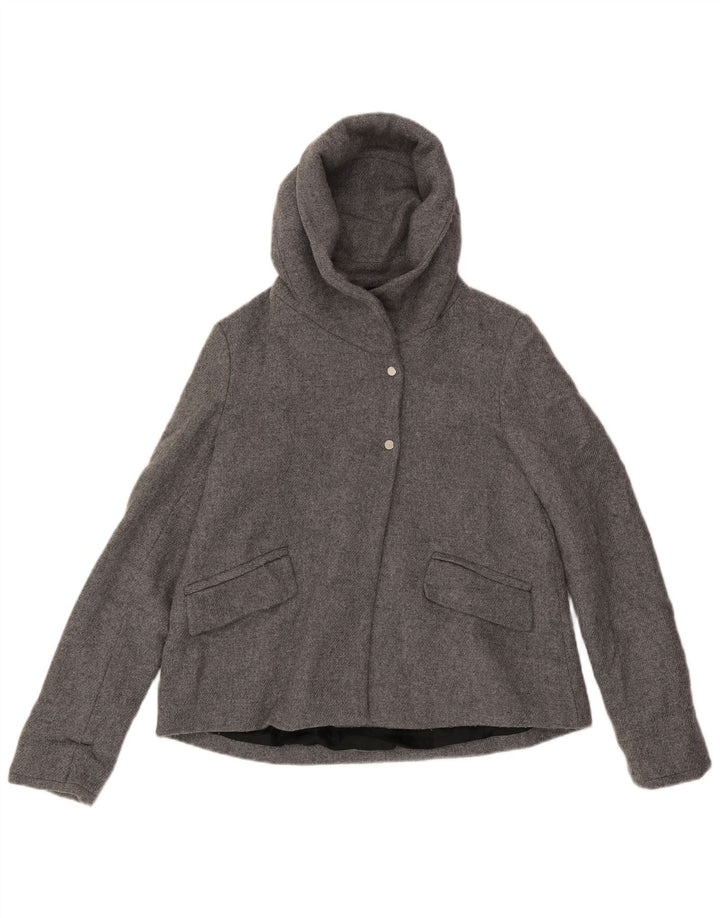 Giubbotto bomber con cappuccio da donna Zara UK 10 piccolo in lana grigia
