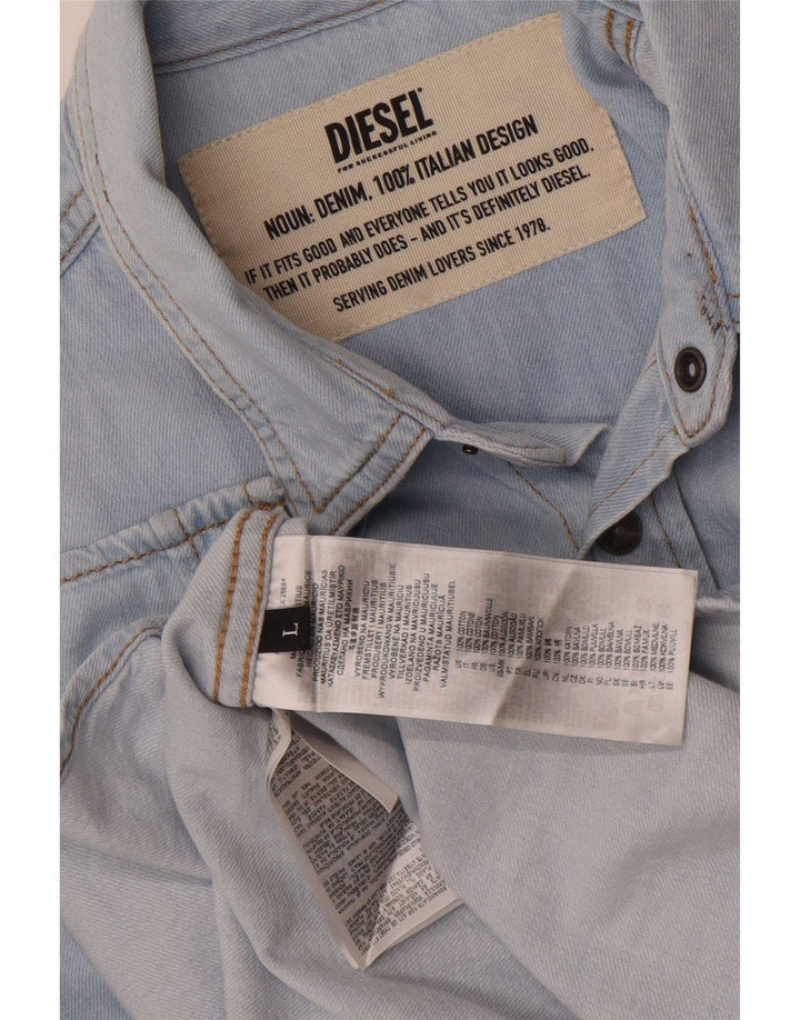 Camicia di jeans da uomo Diesel Large in cotone blu