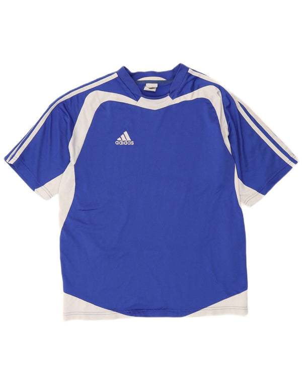 T-shirt Adidas Climalite da uomo Top in poliestere color block blu medio