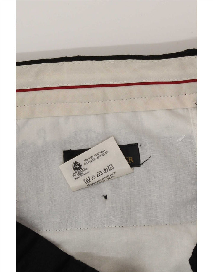 Pantaloni da abito con pegging Marks & Spencer da uomo St. Michael W36 L33 in lana nera